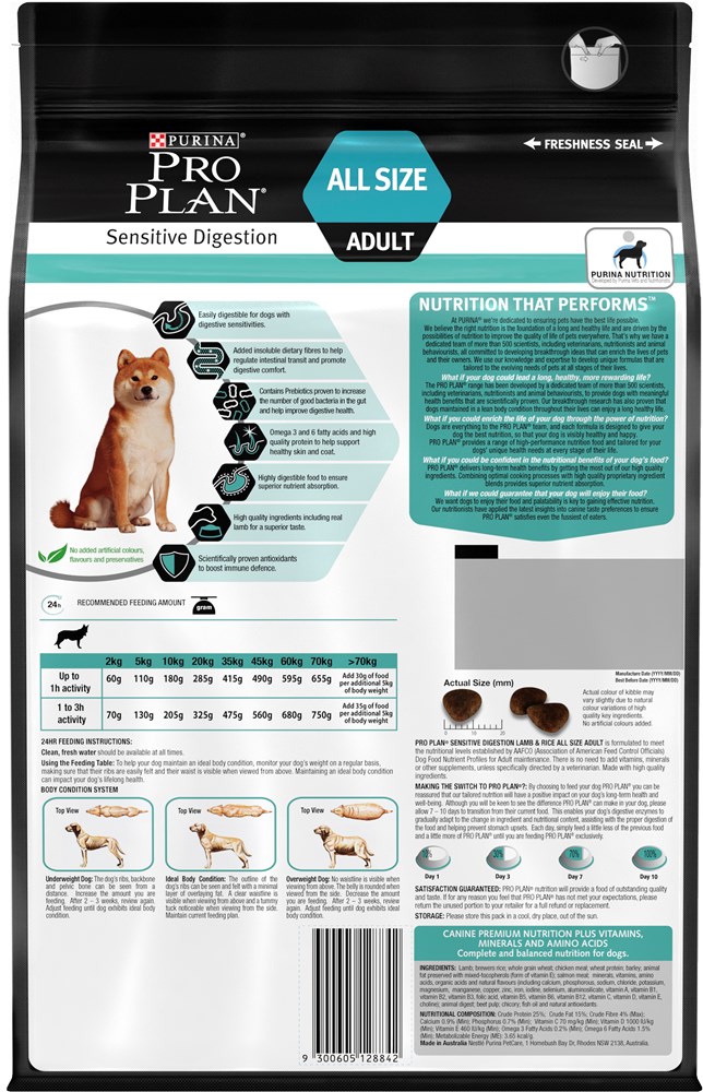 NEW Pro Plan Sensitive Digestion All Size Adult Dog 2.5kg (12413455) - Image 2